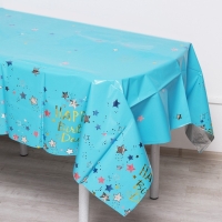 Скатерть &laquo;С днём рождения&raquo;, 137 &times; 183 см, цвет голубой