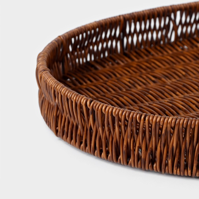 Корзинка для подачи Доляна &laquo;Огайо&raquo;, 41&times;31&times;5 см, овальная, цвет коричневый