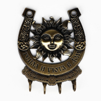 Ключница настенная-подкова &laquo;Тепла и уюта в дом&raquo;, солнце, 9,7 х 11,5 см.