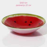 Набор тарелок стеклянных Доляна &laquo;Сладкий арбуз&raquo;, 19 предметов: 6 десертных тарелок, 6 обеденных тарелок, 6 мисок, салатник