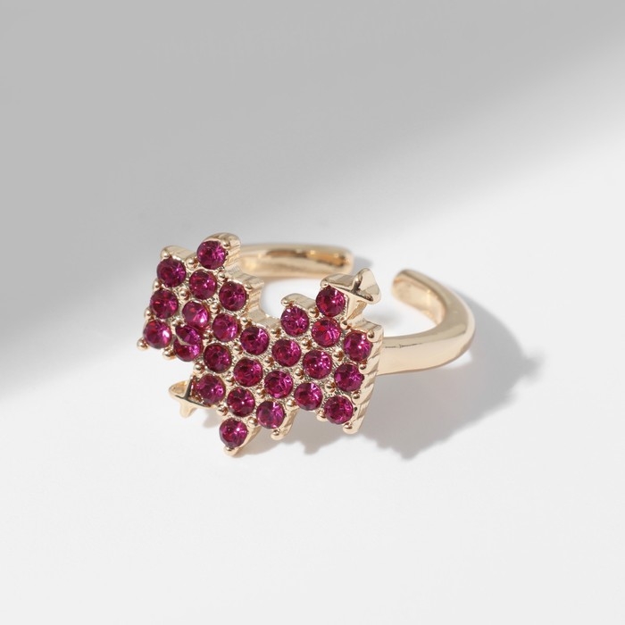 Кольцо &laquo;Сердце&raquo; пиксели, цвет розовый в золоте, безразмерное