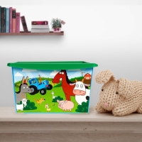 Ящик для игрушек, с крышкой, &laquo;Синий трактор&raquo;, объём 30 л