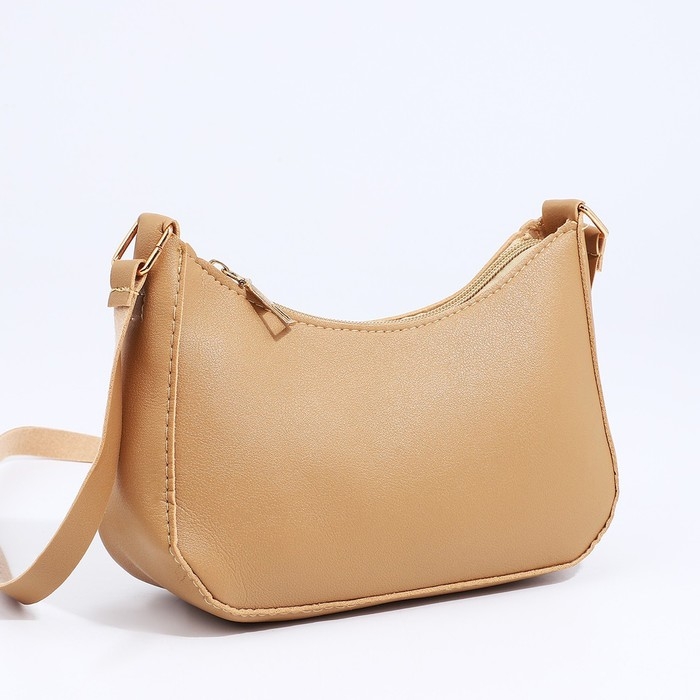 Сумка женская на молнии, цвет бежевый