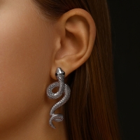 Новый год! Символ года 2025! Серьги металл &laquo;Змея&raquo; пламенное желание, цвет серебро