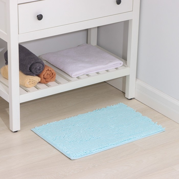 Коврик для дома Доляна &laquo;Букли длинные&raquo;, 40&times;60 см, цвет голубой