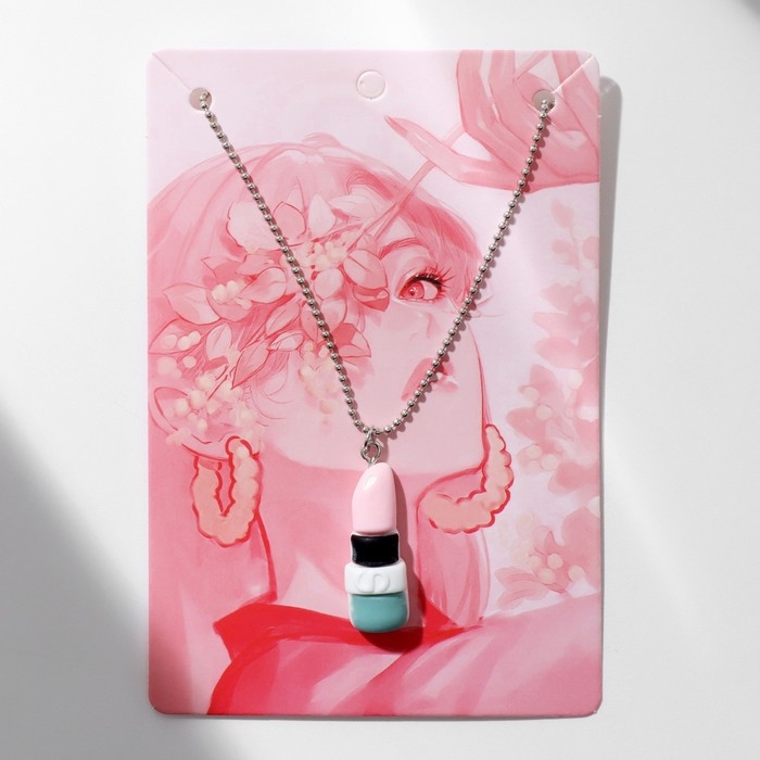 Кулон &laquo;Радость&raquo; помада, цветной в серебре, 40 см