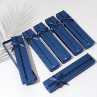 Коробочка подарочная под браслет/цепочку/часы &laquo;Бантик&raquo; стёганый принт, 21&times;4, цвет синий