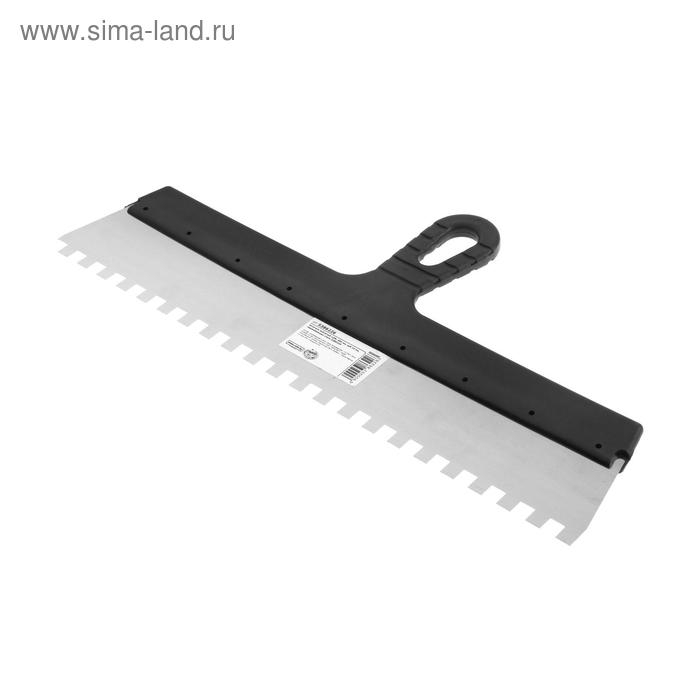 Шпатель зубчатый ЛОМ, 450 мм, зуб 10 мм, нержавеющая сталь