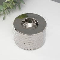 Подсвечник керамика на 1 свечу "Капли дождя на песке" d=4 см серебро 9х9х6 см