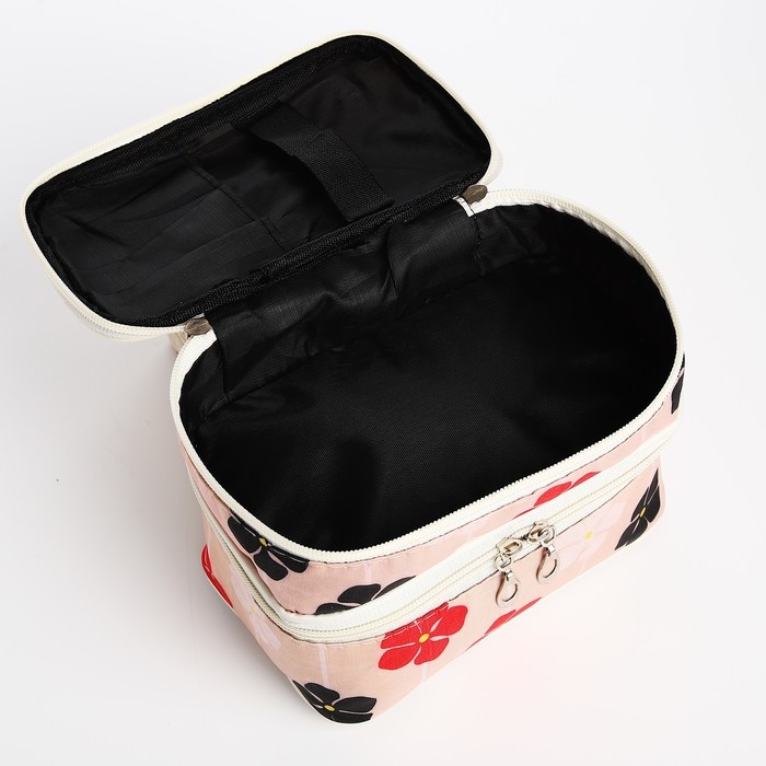 Косметичка, 2 отдела на молниях, цвет бежевый