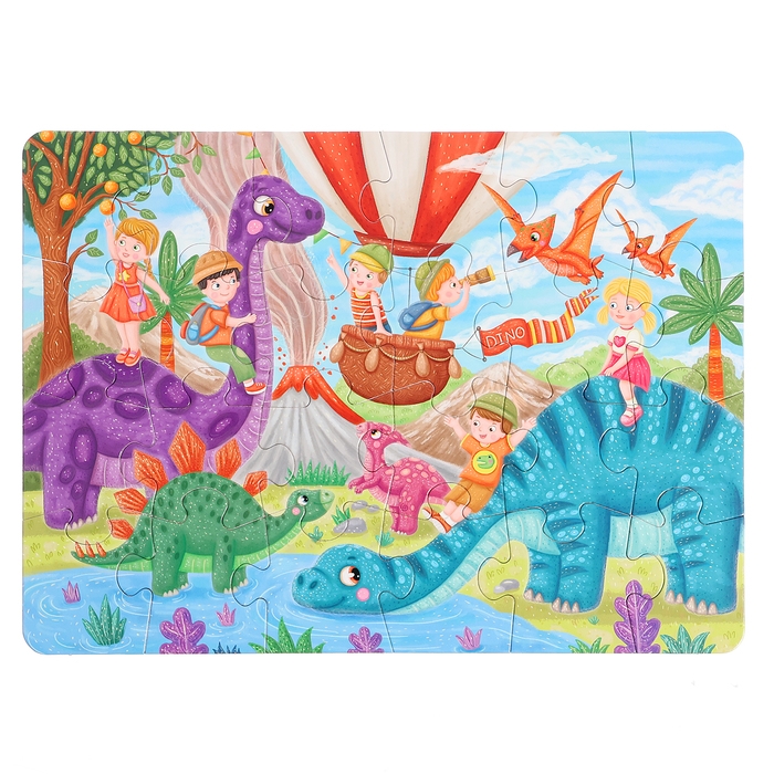 Макси-пазлы 2 в 1 &laquo;Единороги + динозавры №4&raquo;, 24 и 24 элементов