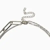 Кулон-цепь 2 яруса "Вишня", цвет бордовый в серебре 40+50+удл