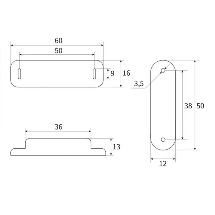 Магнит мебельный M002W, 60&times;13, средний, белый