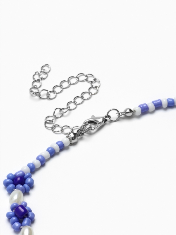 Колье &laquo;Бисер&raquo; незабудки, цвет сине-белый, 30 см
