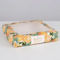Коробка складная &laquo;Мандариновое настроение&raquo;, 20 х 20 х 4 см