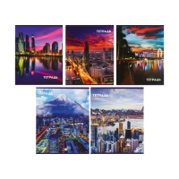 Комплект тетрадей из 5 штук, 36 листов в клетку Calligrata "Города", обложка мелованный картон, блок офсет