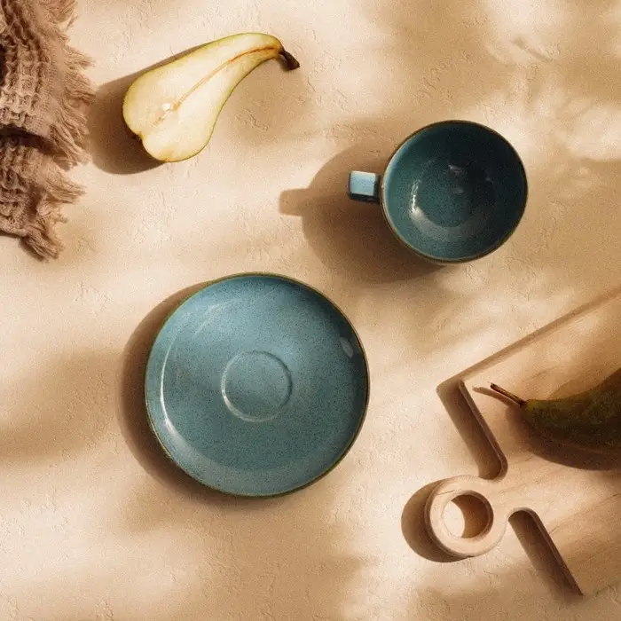 Чайная пара фарфоровая SL Home &laquo;Аззура&raquo;, 2 предмета: чашка 300 мл, блюдце d=16,5 см, цвет бирюзовый