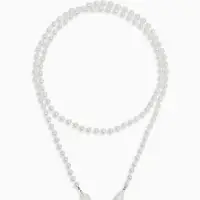 Бусы "Нить жемчуга" №8 с подвесами, L=120см, цвет белый в серебре