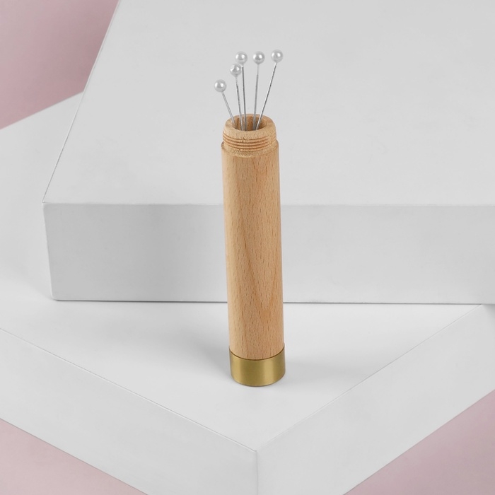Игольница-туба, 8.6 &times; 1.8 &times; 8 см, дерево, коричневая, цена за 1 штуку