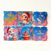 Новогодняя копилка куб "Лошадка. Все сбудется" 10х10х10 см (набор 7 деталей)