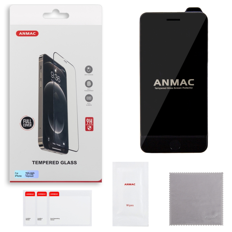 Защитное стекло iPh 7/8 Plus Full Cover ANMAC черное Арт.1137111
