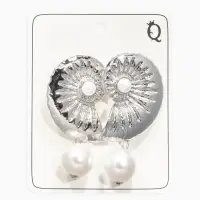 Серьги жемчуг "Ракушка", цвет белый в серебре