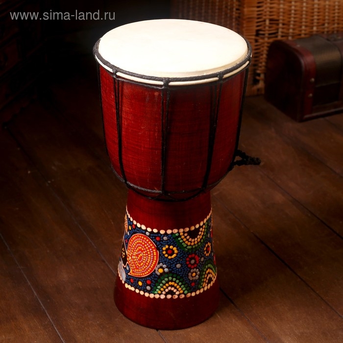 Сувенирный музыкальный инструмент "Барабан Джембе узорчатый" 30х16х16 см МИКС