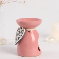 Аромалампа керамика "Резное сердце" розовая 8х8х11,2 см