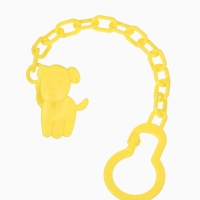 Пустышка классическая, с держателем, +0мес., цвет зеленый/желтый