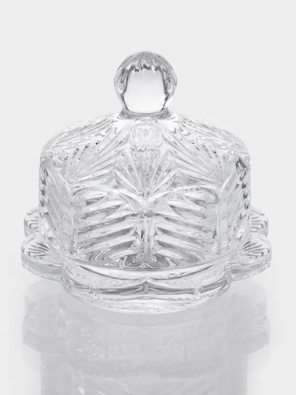 Икорница с крышкой "Цветок" 9х9х8,5 см, прозрачный