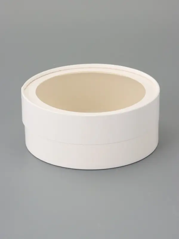 Коробка подарочная круглая с окном, завальцованная, белая, 15&times;6 см