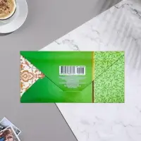 Конверт для денег &laquo;С Юбилеем!&raquo; зеленый фон, 16&times;8 см