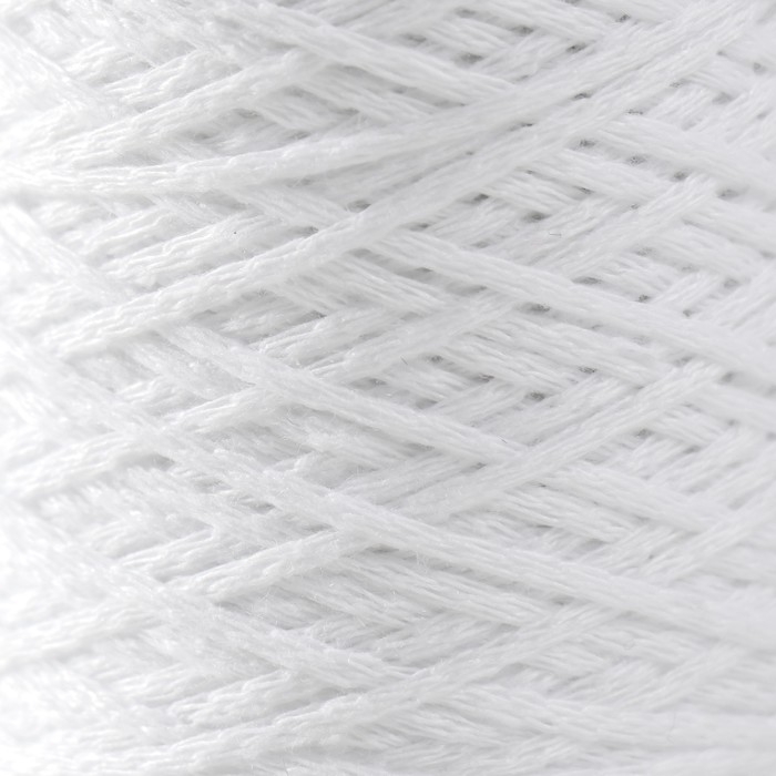 Шнур для вязания без сердечника 70% хлопок, 30% полиэстер 1мм 200м/60&plusmn;10гр (01-белый)