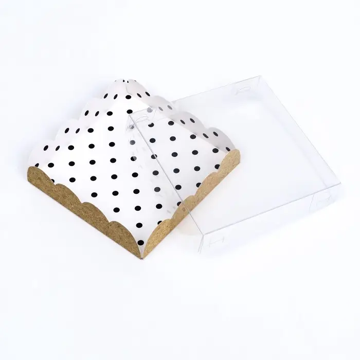 Коробка для печенья, &laquo;Горох&raquo;, крафт 12&times;12&times;3 см