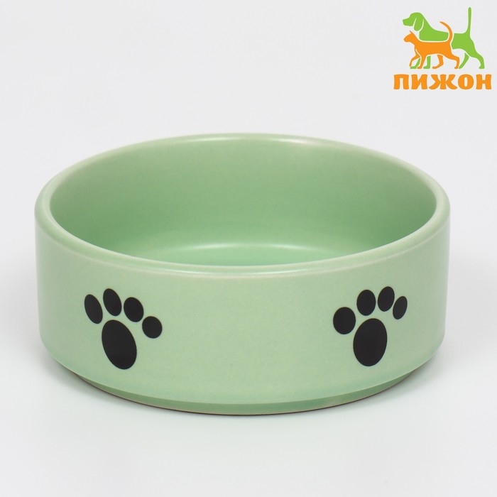 Миска керамическая матовая "Лапки" 200 мл, 10,5 х 4 см, мятная