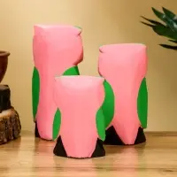 Набор сувенирный &laquo;Совята с сердечком&raquo;, h=15 см, h=13 см, h=10 см, дерево, розово-зелёный