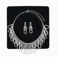 Набор 2 предмета: серьги, колье со стразами &laquo;Лёд&raquo;. d=13.5 см, белый в серебре