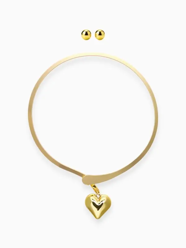 Набор 2 предмета: серьги, чокер &laquo;Обруч&raquo; сердце, цвет золото