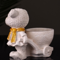 Кашпо "Медведица с тележкой" 10х10х6 см, слоновая кость