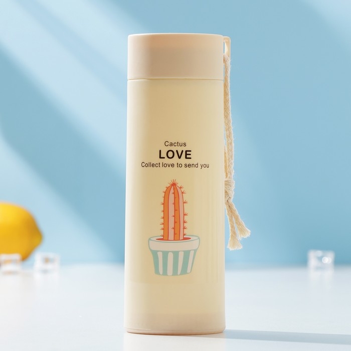 Бутылка для воды стеклянная &laquo;Кактус&raquo;, 420 мл, h=19,5 см, цвет и рисунок МИКС