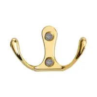 Крючок мебельный ТУНДРА TKd=005, двухрожковый, золото, 5 шт.
