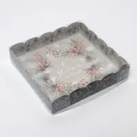 Коробка для кондитерских изделий с пластиковой крышкой &laquo;Венок&raquo;, 15 х 15 х 3 см