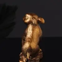 Набор "Кролик фен-шуй с подсвечником", 12х20 см, бронза