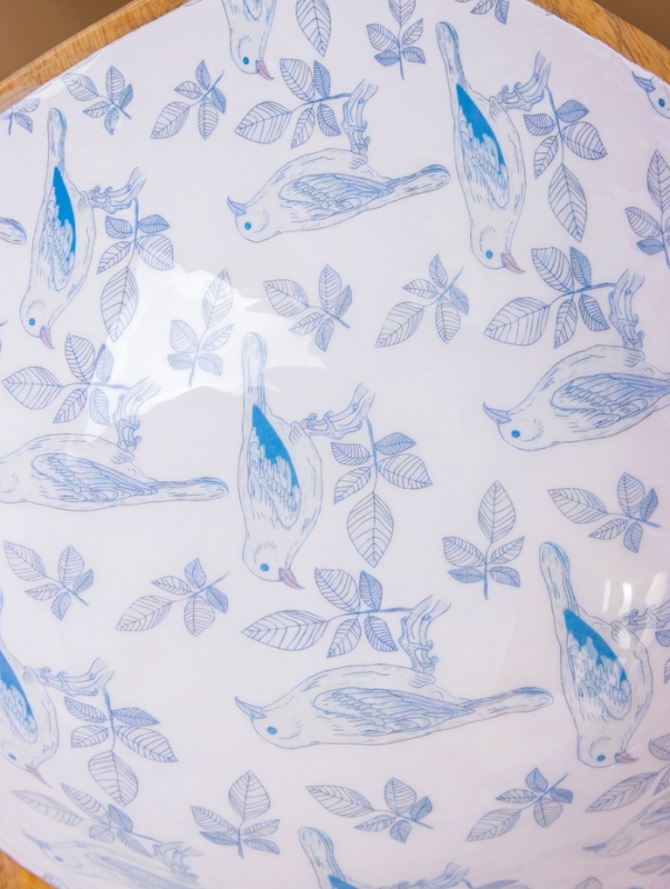 Салатник "Синие птицы" дерево манго 29х29х11 см