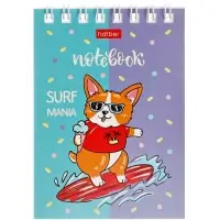 Блокнот 40л А6 клетка Hatber "Забавные корги", на гребне, обл мел карт