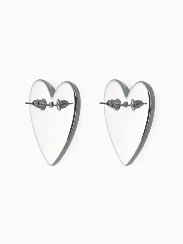 Серьги пластик "Сердце", цвет серебро