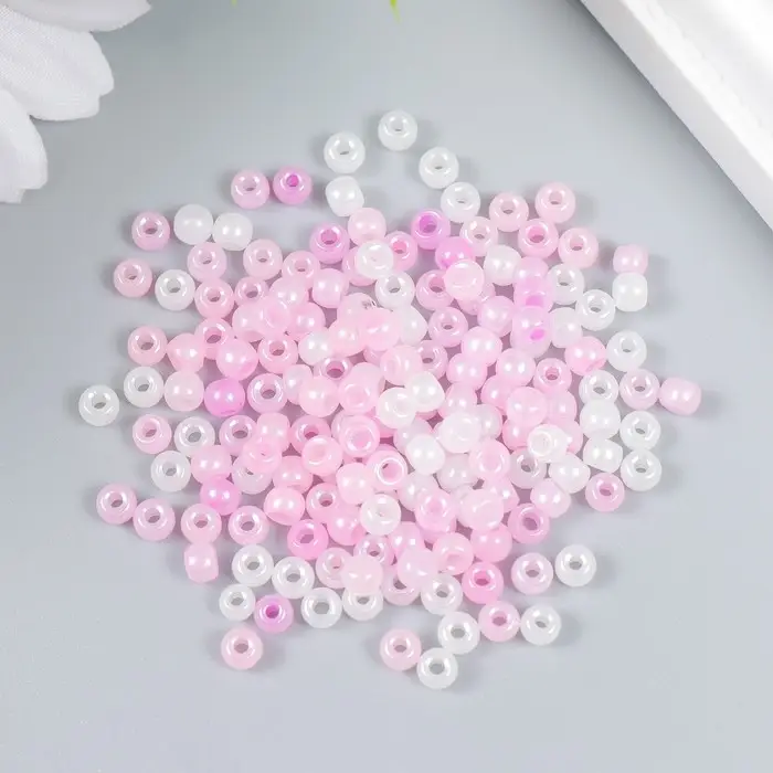 Бисер стекло 6/0 "Розовый меланж" 10 гр