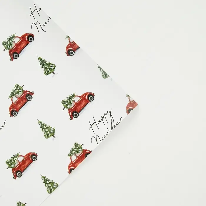 Упаковочная бумага на новый год &laquo;Машина с ёлкой&raquo;, 70 х 100 см, глянцевая