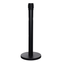 Стойка ограждения черная, с вытяжной лентой-180см желтая,высота-90см,d- 6см, напольный d-32см