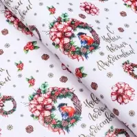 Бумага упаковочная новогодняя глянцевая двусторонняя &laquo;Венки &raquo;, 70&times;100 см